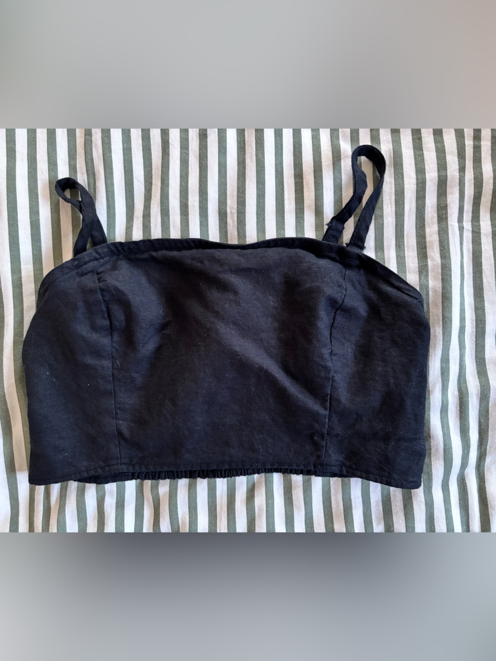 GAP Linen Black Spaghetti Strap Crop Top